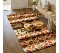 Tapis de sol avec feuilles, fleurs traditionnelles d'automne et vignes d'automne orange, paillasson rectangulaire imprimé, tapis de salle de bain, entrée, chevet, décoration de porte, 0,9 x 1,5 m