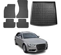 Tapis de sol & bac de coffre Set pour Audi A4 Avant 8K5 B8 2007-2015 Caoutchouc noir