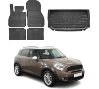 Tapis de sol & bac de coffre Set pour Mini Countryman 2010-2016 Caoutchouc noir 5x