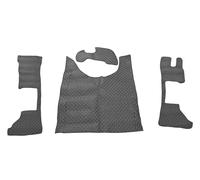 Tapis de Sol + Cache Moteur Compatible avec DAF XG 2022+ Automatique Noir avec Coutures Blanches en eco-Cuir Conduite à Droite avec Siège Passager Pliable