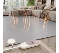 Tapis de sol chauffant, tapis électrique avec surface en polyuréthane, antidérapant, facile à nettoyer, 6 niveaux de température avec minuterie, idéal pour le confort et le yoga