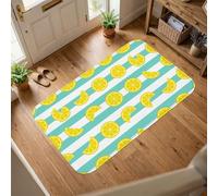 Tapis de sol citron, tapis d'été décontracté à rayures demi-tranche, jaune, antidérapant, rectangulaire, tapis d'entrée, salle de bain, buanderie, décoration de chevet, 0,9 x 1,5 m