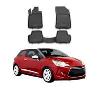 Tapis de Sol Compatible avec Citroen DS3 2010-2019 Caoutchouc TPE Noir