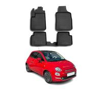 Tapis de Sol Compatible avec Fiat 500 500C 2007-2023 HB en Caoutchouc TPE 3D Noir 4Pcs