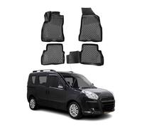 Tapis de Sol Compatible avec Fiat Doblo II 2010-2021 en Caoutchouc TPE 3D Noir 4Pcs