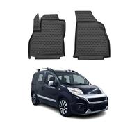 Tapis de Sol Compatible avec Fiat Fiorino Qubo 2008-2021 1ère rangée Caoutchouc 3D Noir 2X