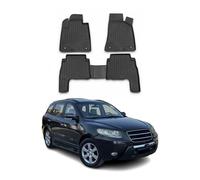 Tapis de Sol Compatible avec Hyundai Santa Fe II 2006-2010 Pre-FL en Caoutchouc TPE 3D Noir 4Pcs