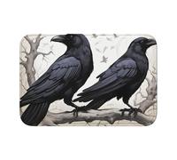 Tapis de sol Crystal Velvet Lock Edge 40 x 60 WHJSSF Cartoon Black Ravens Printing Water Absorbe et Antidérapant Confortable et Doux pour Porte de Salle de Bain