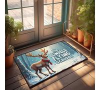 Tapis de sol d'automne pour apprendre à voler : inscription à l'école volante des rennes ! Paillasson d'intérieur antidérapant pour camping extérieur (50 x 80 cm)