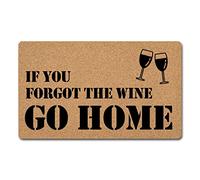 Tapis de sol de bienvenue amusant (45,7 x 76,2 cm) « If You Forgot The Wine Go Home » - Paillasson amusant pour entrée, décoration d'intérieur, tapis de cuisine, cadeau de pendaison de crémaillère