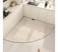 Tapis de sol de cuisine antidérapant - 100 x 100 cm - Terre de diatomée - Résistant à l'huile - Résistant aux taches - Résistant à la boue - Tapis de cuisine d'angle absorbant et durable - Design