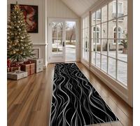 Tapis de Sol de Cuisine Art Abstrait Ligne Paillasson d'Entrée Antidérapant Simple Spirale Tapis de Couloir Long Moderne Fluide Absorbant et Décoratif pour Devant Evier et Chambre 80x200 cm