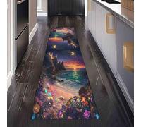 Tapis de Sol de Cuisine Fantastique Paysage Paillasson d'Entrée Antidérapant Nautique Océan Tapis de Couloir Long Rêve Coucher de Soleil Absorbant et Décoratif pour Devant Evier et Chambre 80x200 cm