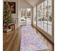 Tapis de Sol de Cuisine Mosaïque Cristal Paillasson d'Entrée Antidérapant Coloré Pierre Tapis de Couloir Long Abstrait Galets Absorbant et Décoratif pour Devant Evier et Chambre 80x200 cm