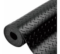 Tapis de Sol de Garage 0,8 x 5 m Épaisseur : 1,5 mm Rouleau de revêtement de Sol en PVC à Motif Diamant pour Voiture, remorque, SUV, sous-Sol, Salle de Sport, Noir