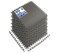 Tapis de Sol de Gym en Mousse EVA - 60 x 60 cm - Lot de 12 Grands Tapis de Sol Noirs Robustes et antidérapants en Caoutchouc pour l'exercice, la Maison, Le Garage, la Piscine - par Harbour Housewares