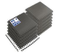 Tapis de Sol de Gym en Mousse EVA - 60 x 60 cm - Lot de 20 Grands Tapis de Sol Noirs Robustes et antidérapants en Caoutchouc pour l'exercice, la Maison, Le Garage, la Piscine - par Harbour Housewares