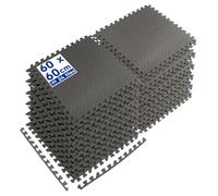 Tapis de Sol de Gym en Mousse EVA - 60 x 60 cm - Lot de 24 Grands Tapis de Sol Noirs Robustes et antidérapants en Caoutchouc pour l'exercice, la Maison, Le Garage, la Piscine - par Harbour Housewares