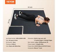 Tapis de Sol de Salle de Sport-VEVOR-4,5 m²-Tapis de Gymnastique à Emboîter pour Salle de Sport, Maison, -Noir et Bleu