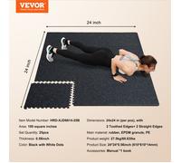 Tapis de Sol de Salle de Sport-VEVOR-Tapis de Gymnastique à Emboîter pour Salle de Sport, Maison, Garage-Noir et Blanc
