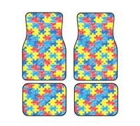 Tapis de sol de voiture 4 pièces pour la sensibilisation à l'autisme, ensembles complets de tapis de voiture, ajustement universel pour SUV, fourgonnettes, berlines, camions, protection contre les int