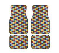 Tapis de sol de voiture 4 pièces pour la sensibilisation à l'autisme, ensembles complets de tapis de voiture, ajustement universel pour SUV, fourgonnettes, berlines, camions, protection contre les int