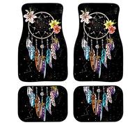 Tapis de Sol de Voiture imprimé Attrape-rêves Tribal, Ensemble de 4 Tapis de Sol en Caoutchouc Robustes, Tous intempéries, Ajustement Universel pour SUV, berline et camionnette