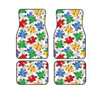 Tapis de sol de voiture Puzzle Autisme 4 pièces Ensembles complets de tapis de voiture Ajustement universel pour SUV, fourgonnettes, berlines, camions Protection toutes saisons Tapis de pied automatiq
