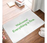 Tapis de sol d'entrée Welcome Everything Is Fine The Good Place Paillasson en polyester antidérapant Décoration de balcon, décoration de la maison (beige, 40,6 x 61 cm)