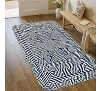 Tapis de sol diamant moderne minimaliste ligne géométrique aucun bleu marine antidérapant tapis de porte d'intérieur tapis décoratif ne perd pas ses poils, entrée, salle de bain, buanderie, 0,9 x 1,5