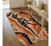 Tapis de sol dinosaure, Adventure Nature Rocks Squelette Aucun Marron Antidérapant Paillasson Rectangle Imprimé Accents Tapis Entrée Salle de Bain Cuisine Décoration de Porte 0,9 x 1,5 m