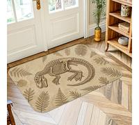 Tapis de sol dinosaure, fougère fossile rustique naturelle, beige, antidérapant, ne perd pas ses poils pour salle de bain, buanderie, cuisine, entrée, 0,6 x 0,9 m