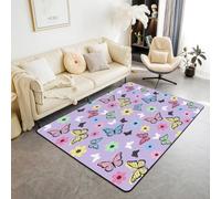 Tapis de sol d'intérieur antidérapant et absorbant pour décoration de chambre de garçons et filles - Motif aquarelle - 1,4 x 1,9 m (rectangulaire)