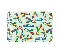 Tapis de sol d'intérieur et d'extérieur avec rubans de soie colorés Puzzle Autisme Dirt Trapper Paillasson Tapis de sol super absorbants Tapis de porte résistants aux taches 23,6 x 15,7 pouces pour