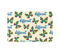 Tapis de sol d'intérieur et d'extérieur Papillons colorés Puzzle Autisme Dirt Trapper Paillasson Tapis de sol super absorbants Tapis de porte résistants aux taches 23,6 x 15,7 pouces pour bureau, ga
