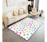 Tapis de sol d'intérieur moderne pour enfants, motif alphabet anglais, multicolore pour filles et garçons, dessin animé, coloré, tendance, antidérapant, arc-en-ciel, décoration de salon, 1,5 x 1,8 m