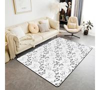 Tapis de sol d'intérieur pour enfants, motif papillon, fleur, tapis d'entrée de rêve pour filles et garçons, tapis d'entrée romantique, vintage, tendance, antidérapant, noir et blanc, décoration de