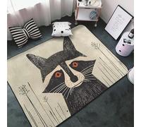 Tapis de sol doux et lavable pour salon, chambre à coucher, imprimé graphique rétro raton laveur, tapis antidérapant 91 x 152 cm, décoration de chambre à coucher, esthétique
