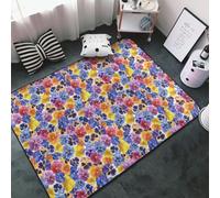 Tapis de sol doux et lavable pour salon, chambre à coucher, jardin, pensée tricolore, tapis antidérapant 91 x 152 cm, tapis d'intérieur décoratif esthétique