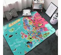 Tapis de sol doux et lavable pour salon, chambre à coucher, motif carte de l'Europe, 91 x 152 cm, tapis d'intérieur décoratif esthétique