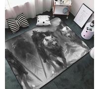 Tapis de sol doux et lavable pour salon, chambre à coucher, motif chevalier chevalier à cheval loup géant 91 x 152 cm, tapis d'intérieur décoratif esthétique