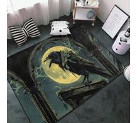 Tapis de sol doux et lavable pour salon, chambre à coucher, motif corbeau, ciel lunaire, 91 x 152 cm, tapis de sol d'intérieur, décoration de chambre à coucher, esthétique