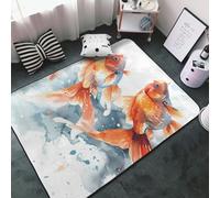 Tapis de sol doux et lavable pour salon, chambre à coucher, trois poissons rouges, aquarelle, tapis antidérapant, décoration de chambre à coucher, esthétique