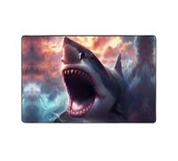 Tapis de sol doux lavable pour salon, chambre à coucher, 91 x 152 cm, tapis antidérapant, tapis d'intérieur motif attaque de requin dramatique, décoration de chambre à coucher, esthétique, 152,4 x