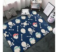 Tapis de sol doux lavable pour salon, chambre à coucher, motif crânes de pirates, tapis antidérapant 91 x 152 cm, décoration de chambre à coucher, esthétique