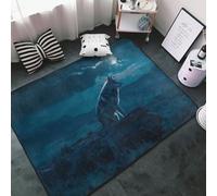 Tapis de sol doux lavable pour salon, chambre à coucher, motif loup nocturne solitaire 91 x 152 cm, tapis d'intérieur décoratif esthétique