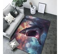 Tapis de sol dramatic Shark Attack pour décoration de salon, tapis antidérapant lavable, tapis d'intérieur pour chambre à coucher, salon, 203,2 x 147,3 cm