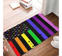 Tapis De Sol Drapeau Rainbow De La Fierté LGBT Américain Anti-Poussière Tapis Entree Antidérapant Tappeto pour Chambre Couloir Jardin 60X40Cm