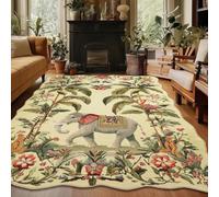 Tapis De Sol Éléphant, Tapis De Course Animal Vintage De Forme Irrégulière, Grand Tapis Antidérapant Lavable(Jaune,80x160cm)