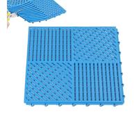 Tapis de sol emboîtable, 5 x 30,5 - 1 cm, carreaux de drainage antidérapants, dalles de sol modulaires bleues | protection des zones humides pour pont de piscine, douche, salle de bain, garage, cabine